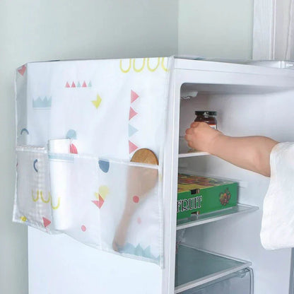 Imported - Premium Printed Dust Proof Fridge Cover with 6 Pocket Organizer for Kitchen Storage