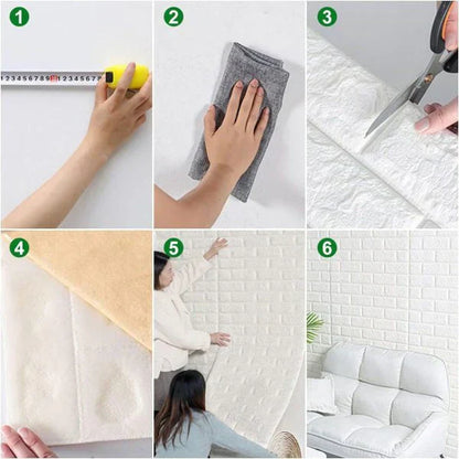 3D Brick Wall Stickers – Self-Adhesive Waterproof Wall Panels Wallpaper (70*77CM)