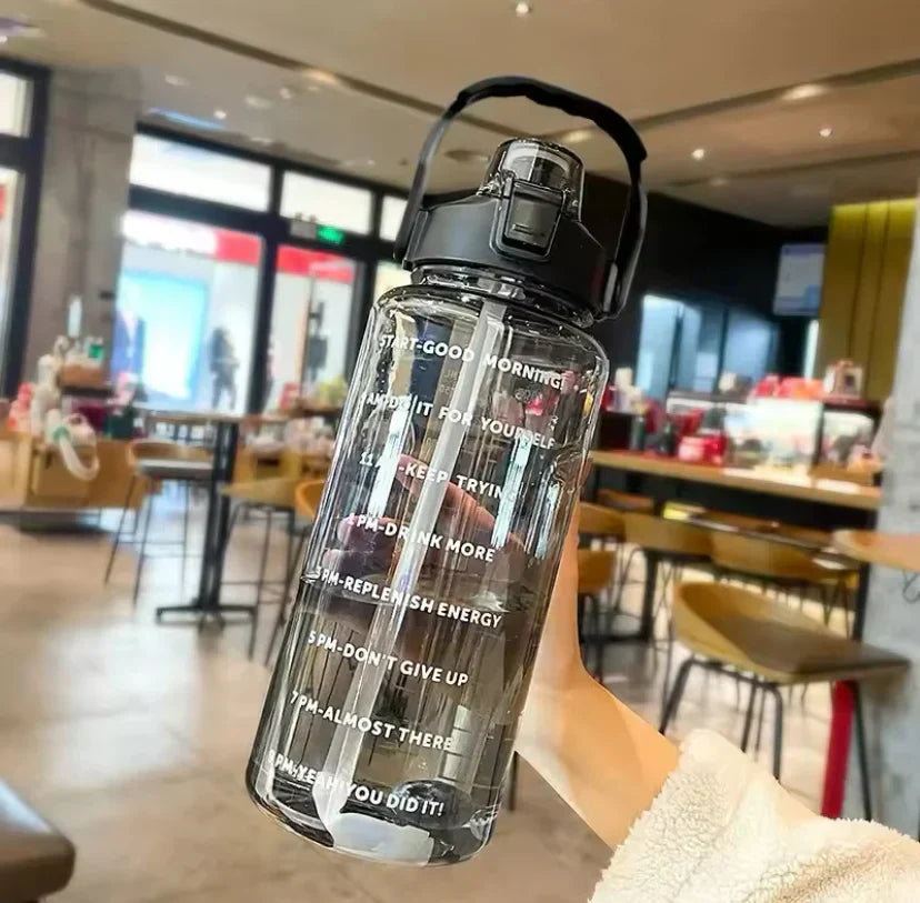 2L Portable Travel Water Bottle with Straw – Large Capacity Leakproof Sports & Gym Flask
