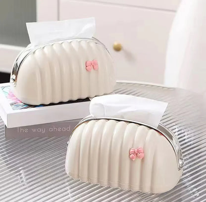 Luxury Creative Shell Tissue Box – Bread Style Decorative Napkin Holder for Tea Table & Living Room Décor