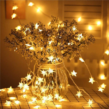 LED Star Fairy String Lights – 20 Stars Battery Operated 12ft Decorative Lights for Room & Party