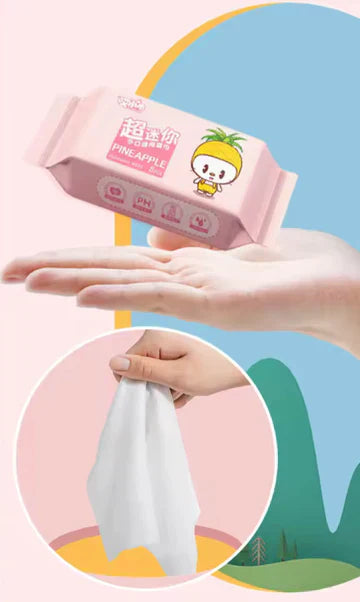 Mini Packs Cleaning Wet Wipes – Total 64 (8 Packets X 8 Sheets) Pocket-Sized Tissue Set