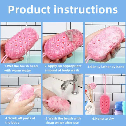 Soft Silicone Body Bath Brush Scrub – Gentle Exfoliating Shower Tool