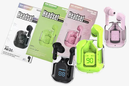 Air 31 Wireless Transparent Earbuds – Bluetooth 5.3, Touch Control, HD Sound