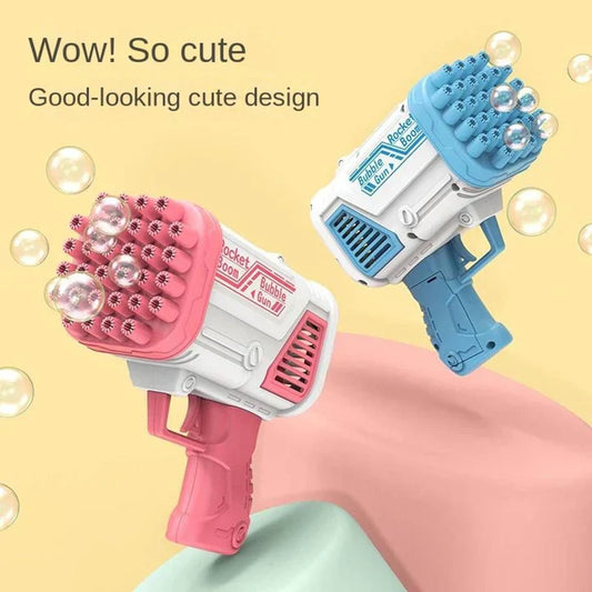 Premium 32 Holes Bazooka Bubble Gun Toy, Battery Operated Bubble Blaster for Kids with High Foam Output