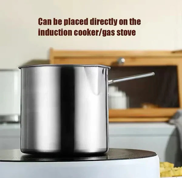 Stainless Steel 1.2L Deep Fryer Pot with Strainer & Heatproof Handle