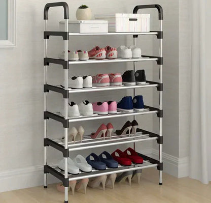 Premium 5 Tier Classic Stainless Steel Shoe Rack, Stackable Multilayer Shoe Organizer Shelf for Entryway