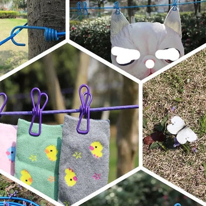 Portable Elastic Clothesline with 12 Clips – Travel & Home Drying Rope