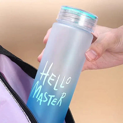 Hello Master Gradient Glass Water Bottle – 480ml Frosted Portable Stylish Sports & Travel Bottle