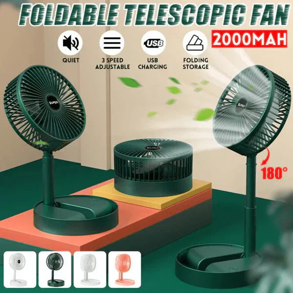 Rechargeable Telescopic Foldable Table Fan – Adjustable Height & Portable Cooling