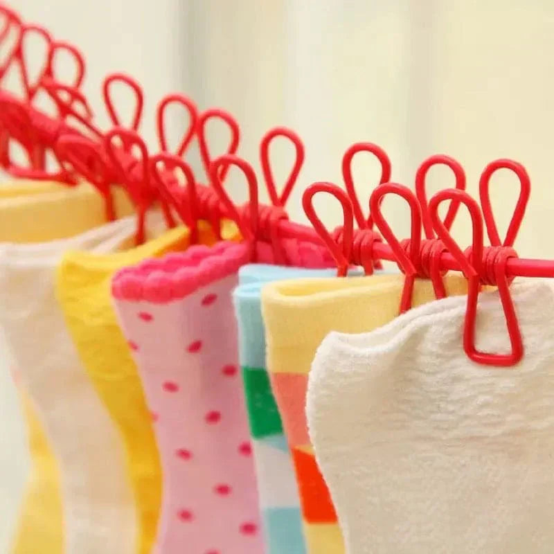 Portable Elastic Clothesline with 12 Clips – Travel & Home Drying Rope