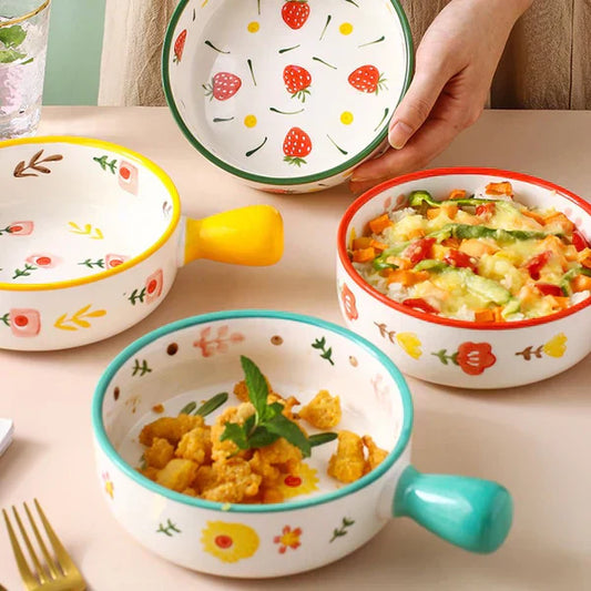 Ceramic Serving Bowl with Handle – Stylish & Heat-Resistant Tableware