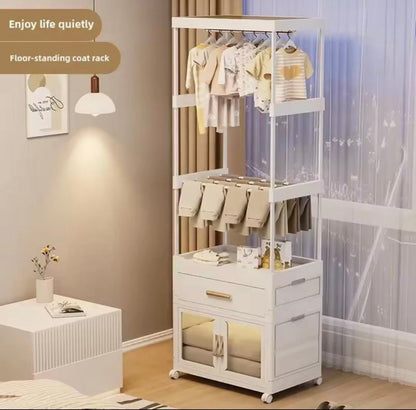 Premium Multi-Layer Floor-Standing Coat Rack with Storage Drawers