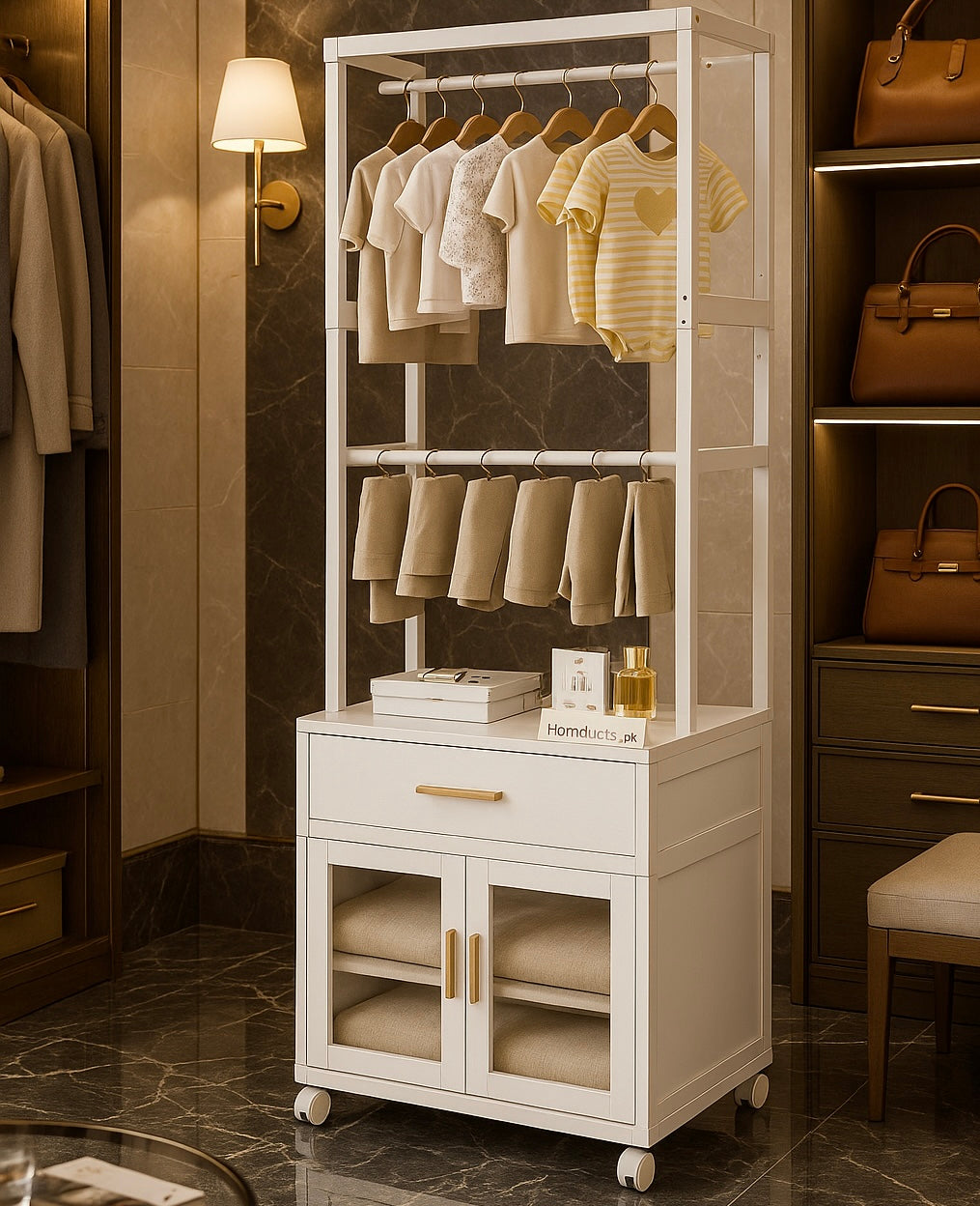Premium Multi-Layer Floor-Standing Coat Rack with Storage Drawers