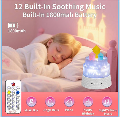 Luxury Kids Dream Castle Star Projector Night Lamp – Bluetooth Bedtime Light