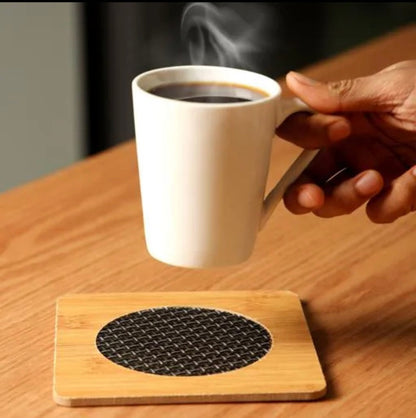 Luxury Bamboo Heat Pad Set – Round & Square Trivets with Anti-Slip Mesh
1pc