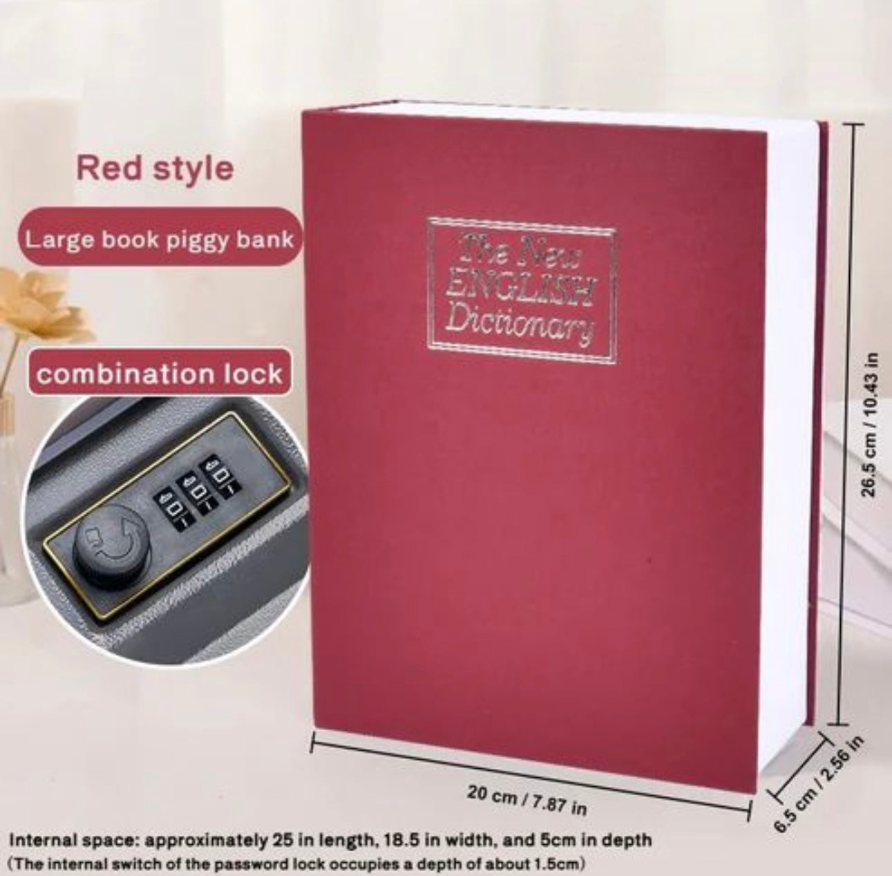 Luxury Book-Style Secret Safe with Combination Lock – Hidden Dictionary Security Box