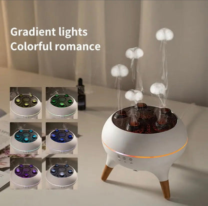 Modern Jellyfish-Style Air Humidifier & Aromatherapy Diffuser – Quiet Mist, Night Light, Wooden Leg Design