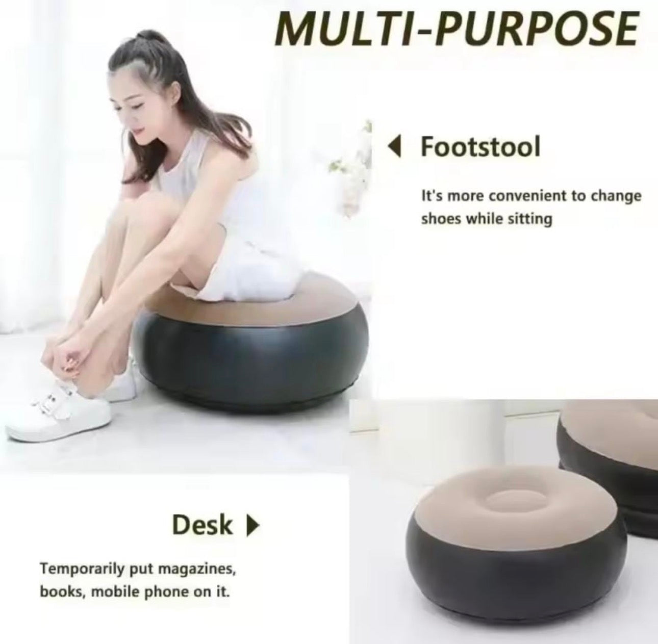 Luxury Inflatable Lounge Chair with Ottoman – Modern Air Sofa Set for Living Room & Bedroom