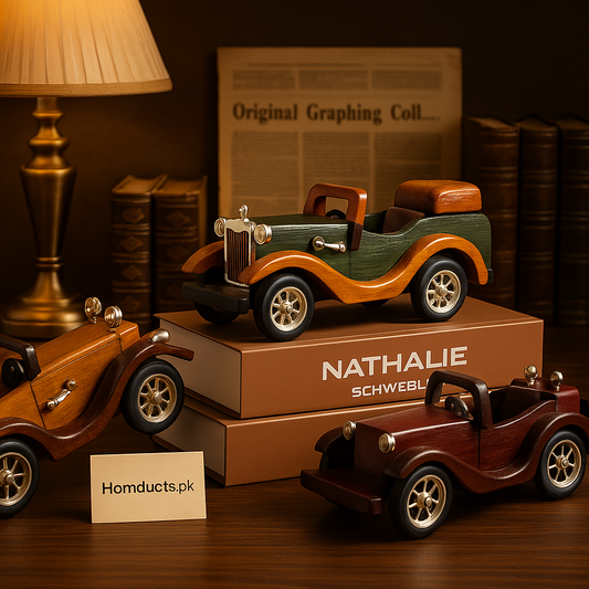 Vintage Wooden Retro Car Ornament – Handcrafted Classic Collectible Decor Model for Home & Office
