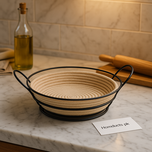 Luxury Rope & Metal Fruit Basket – Modern Kitchen Counter Organizer by Homducts.pk