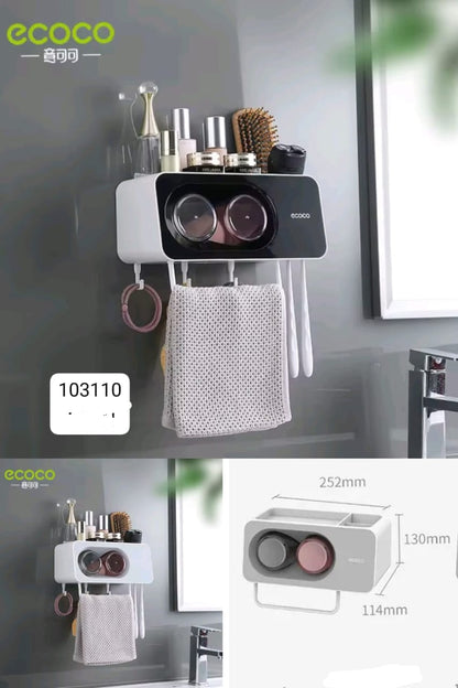 Luxury Wall-Mounted Bathroom Organizer with Dual Magnetic Holders – Ecoco