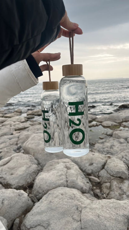 Eco Friendly Glass Water Bottle With bamboo cap