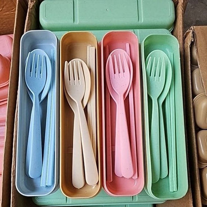 Eco-Friendly Travel Utensil Set with Storage Box – Lightweight Cutlery Kit