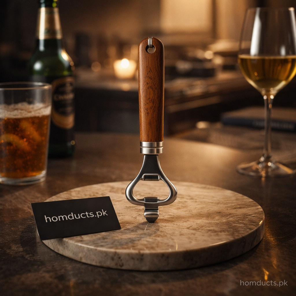 Elegant Premium Stainless Steel Bottle Opener – Luxury Wooden Handle Bar & Kitchen Tool