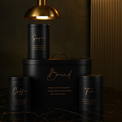 Luxury Matte Black Tea Coffee Sugar Bread Storage Canister Set – Modern Kitchen Organizer