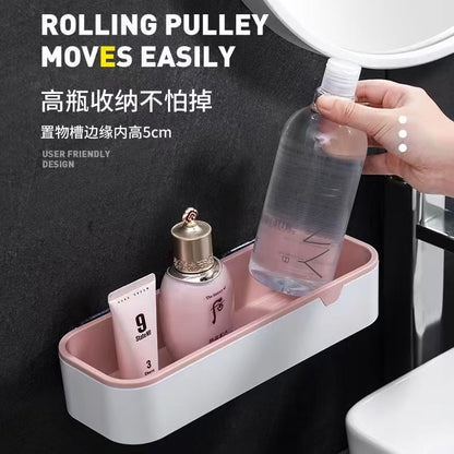 Luxury No-Drill Waterproof Bathroom Shelf & Tissue Holder – Wall-Mounted Multi-Purpose Organizer