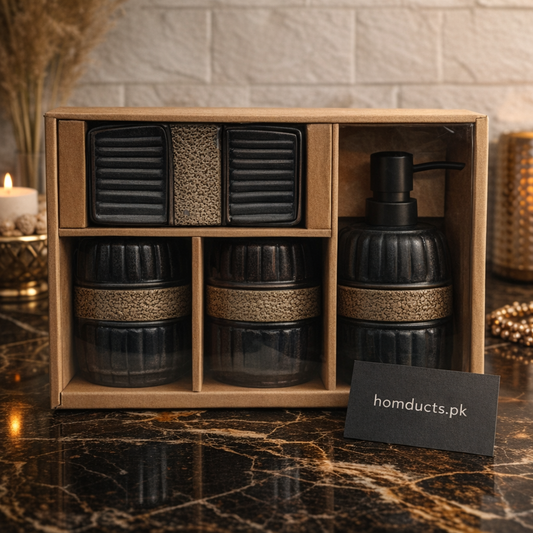 Luxury 4-Piece Black & Bronze Bathroom Accessories Set