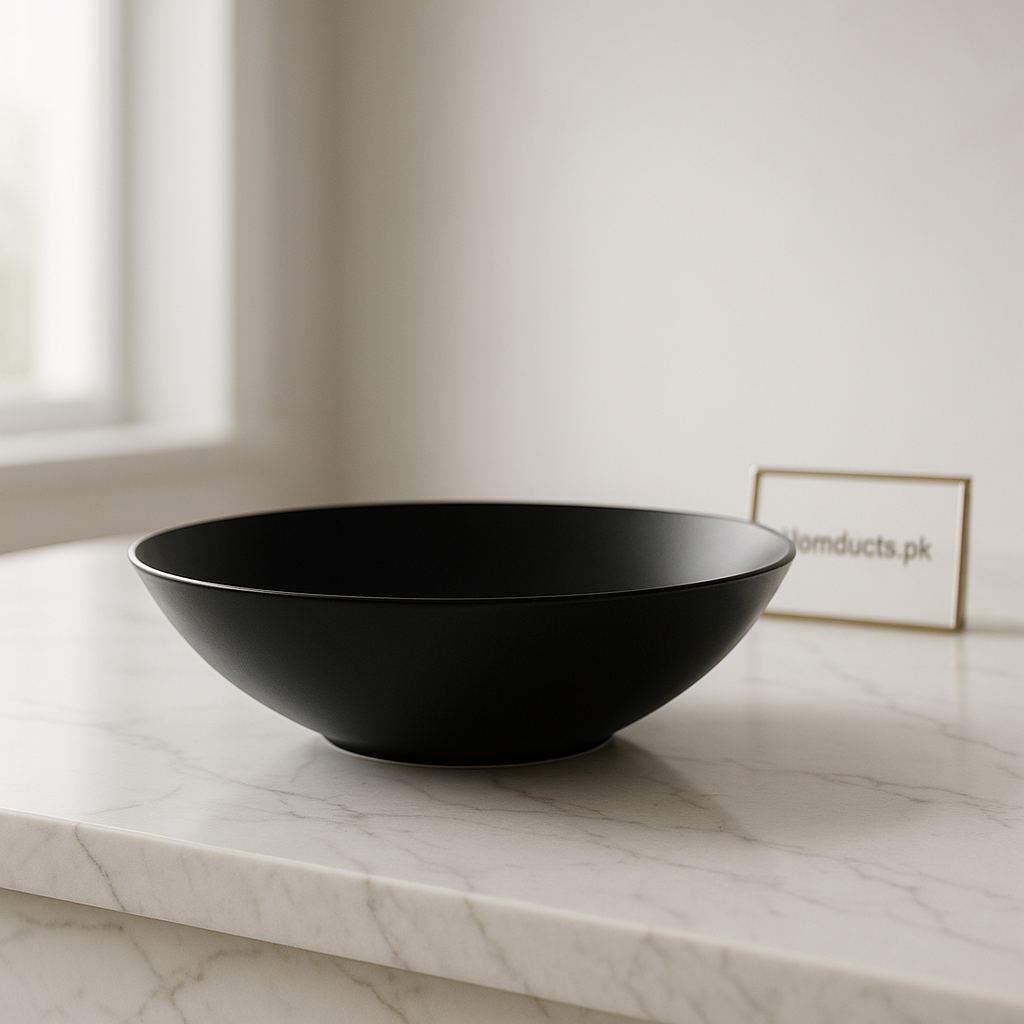 Matte Black Luxury Soup Plate Set – 6 Pcs Premium Ceramic Tableware