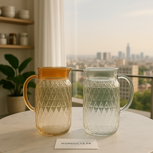 Luxury Diamond-Cut Glass Pitcher – 1 Piece | Premium Water & Juice Jug 1.5L