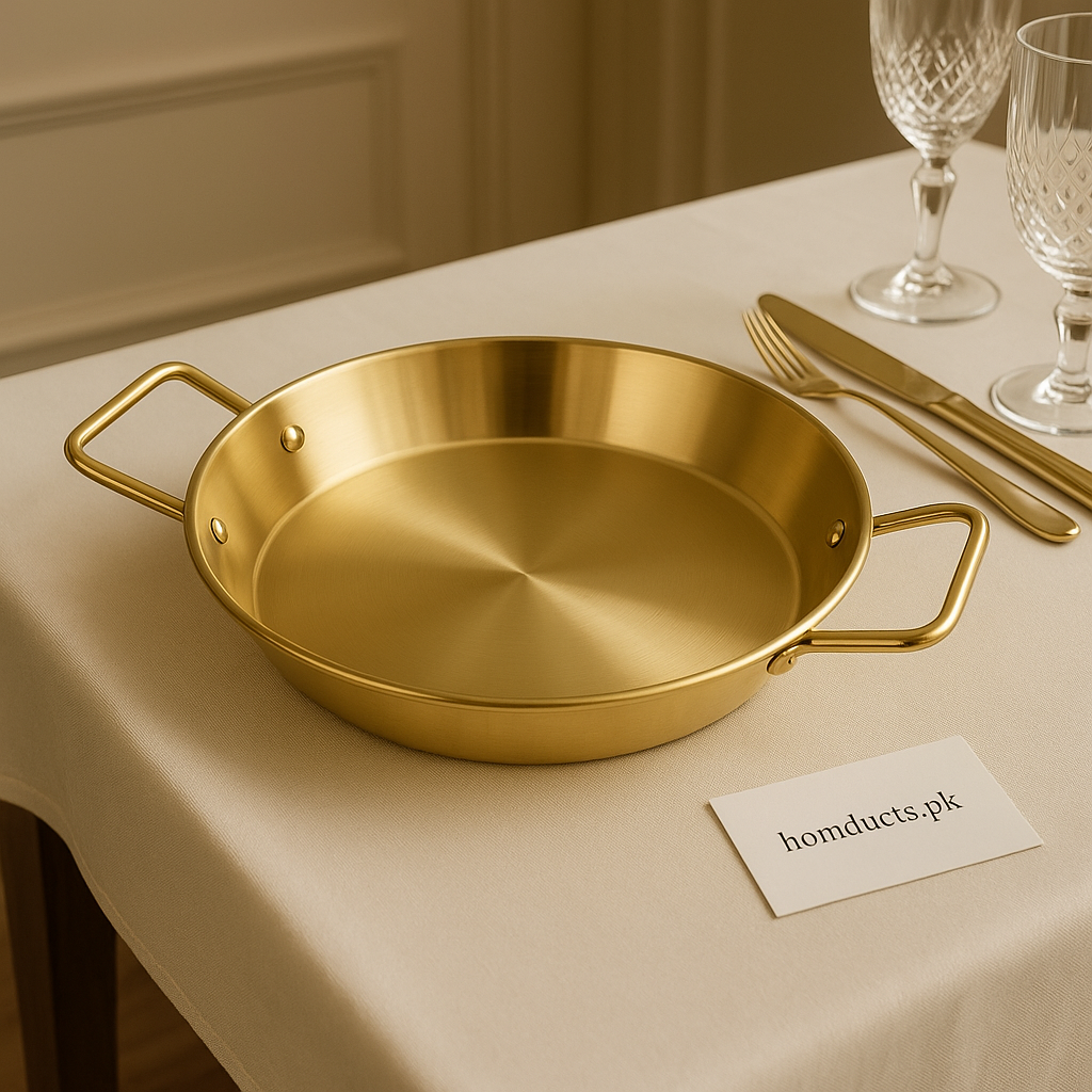 Premium Golden Stainless Steel Pan – 22cm Durable & Elegant Cookware with Dual Handles