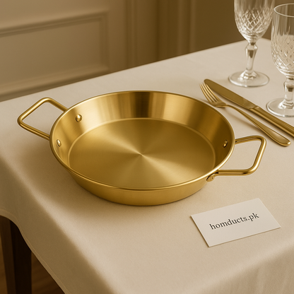 Premium Golden Stainless Steel Pan – 22cm Durable & Elegant Cookware with Dual Handles