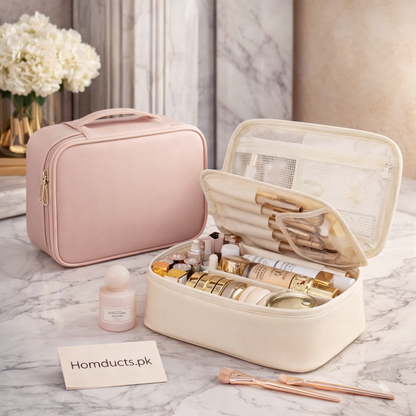 Luxury Travel Makeup Organizer Case – Premium Cosmetic Storage Bag for Skincare & Beauty Essentials