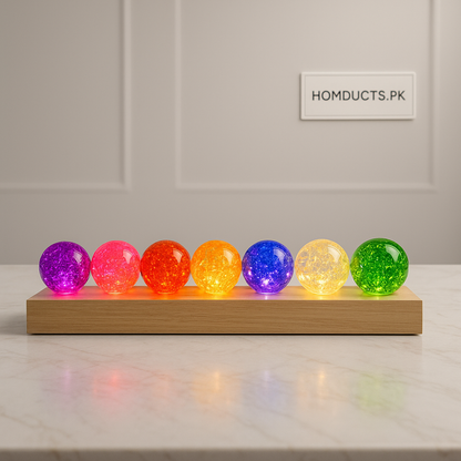 Luxury Crystal LED Globe Lamp – 7 Color Decorative Light on Wooden Base