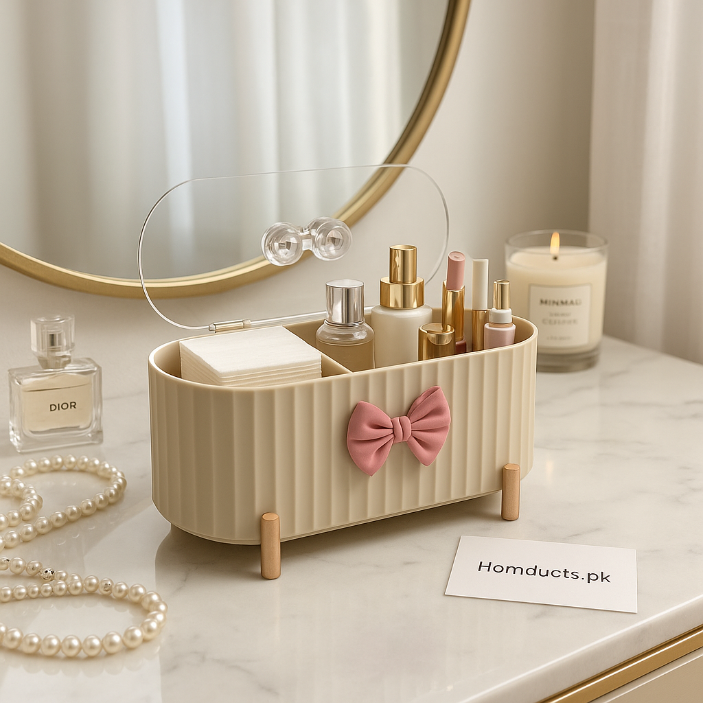 Luxury Multi-Purpose Storage Box with Lid – Cosmetic, Skincare & Desk Organizer
