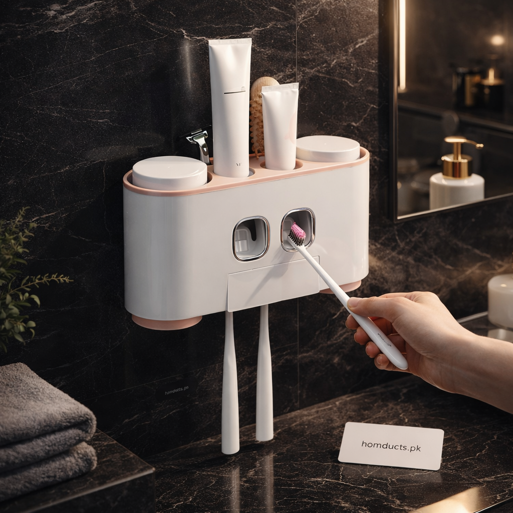 Wall Mounted Ecoco Toothpaste Dispenser and Toothbrush Holder – Automatic Bathroom Organizer Set