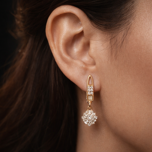 Luxury Gold Crystal Drop Earrings – Elegant Statement Jewelry for Women