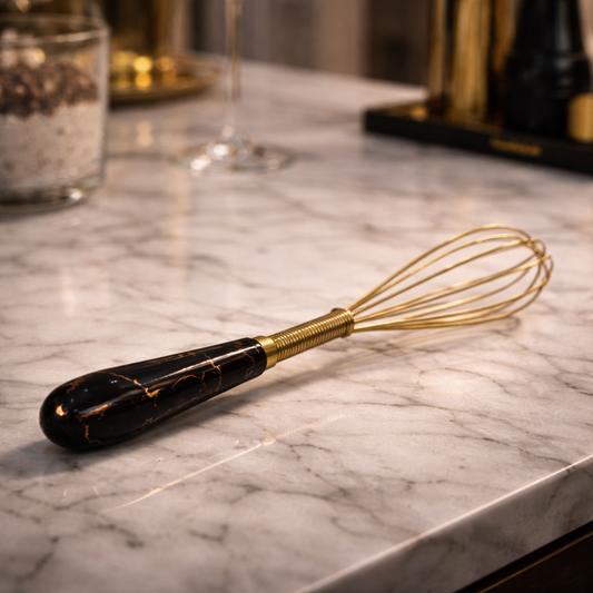 Luxury Gold Mini Whisk – Premium Marble Handle Kitchen Whisk