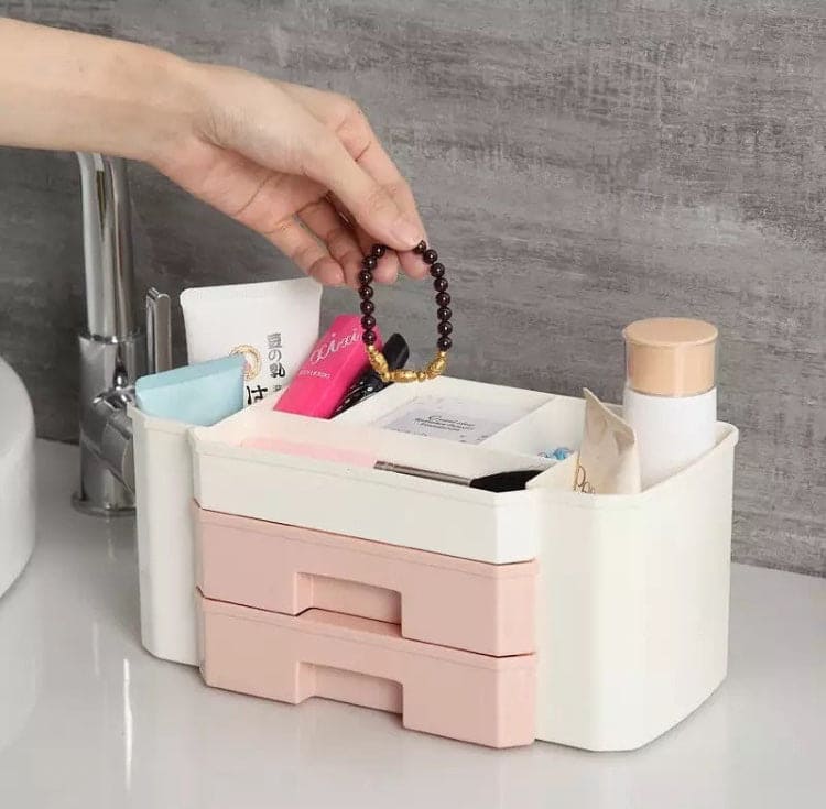 Luxury Dual-Layer Cosmetic Organizer Box – Premium Vanity Storage Drawer (24cm)