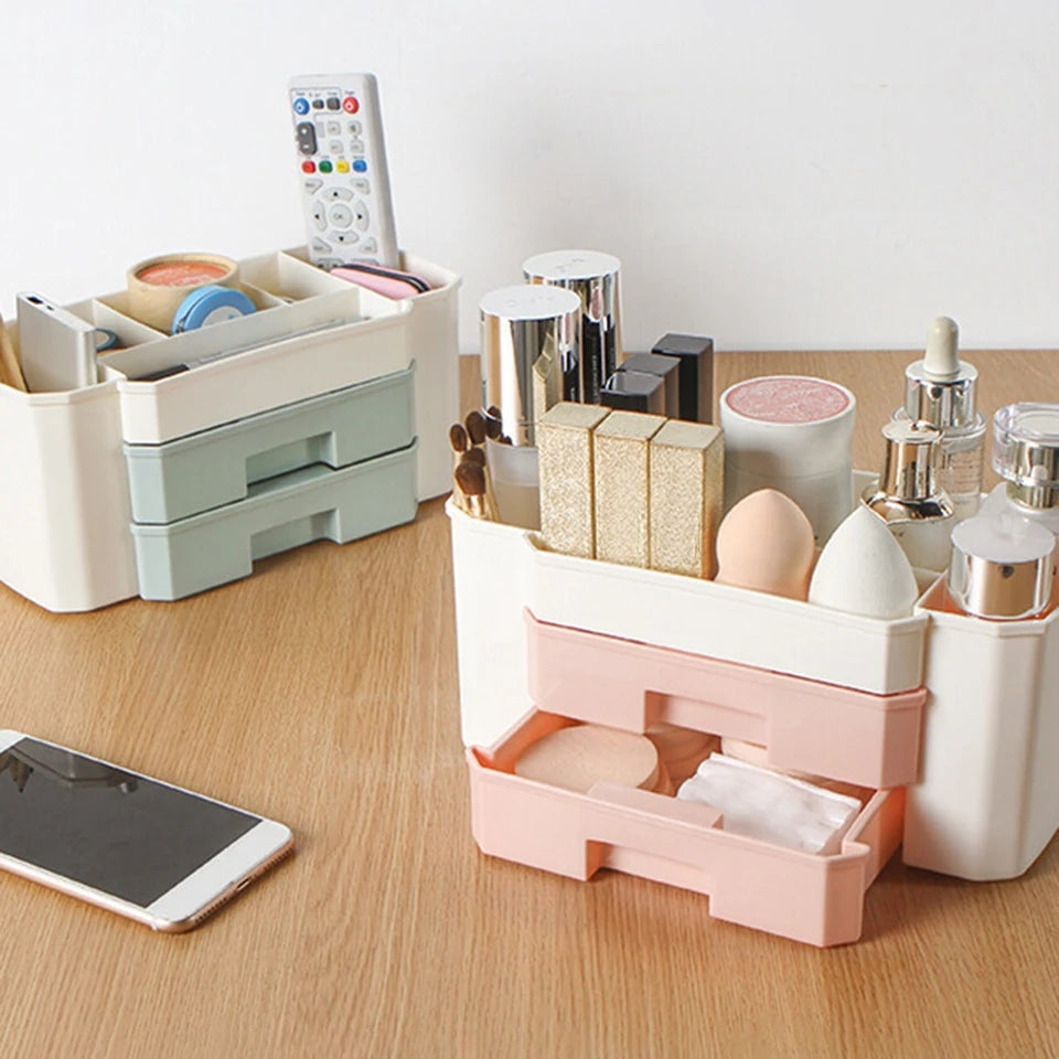 Luxury Dual-Layer Cosmetic Organizer Box – Premium Vanity Storage Drawer (24cm)
