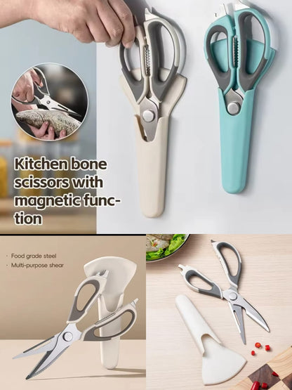 Magnetic Kitchen Bone Scissors with Stand – Heavy-Duty Multipurpose Food Shears