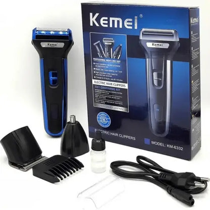 Kemei 3-in-1 Trimmer – Rechargeable Beard, Nose & Hair Grooming Kit in Pakistan