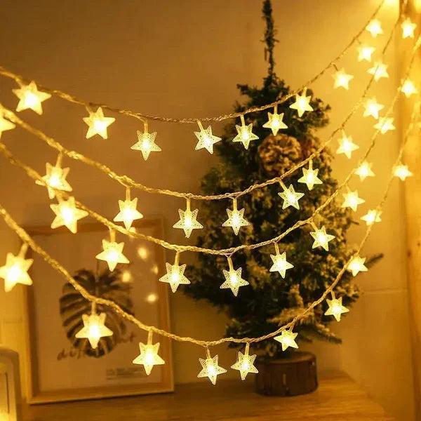 LED Star Fairy String Lights – 20 Stars Battery Operated 12ft Decorative Lights for Room & Party