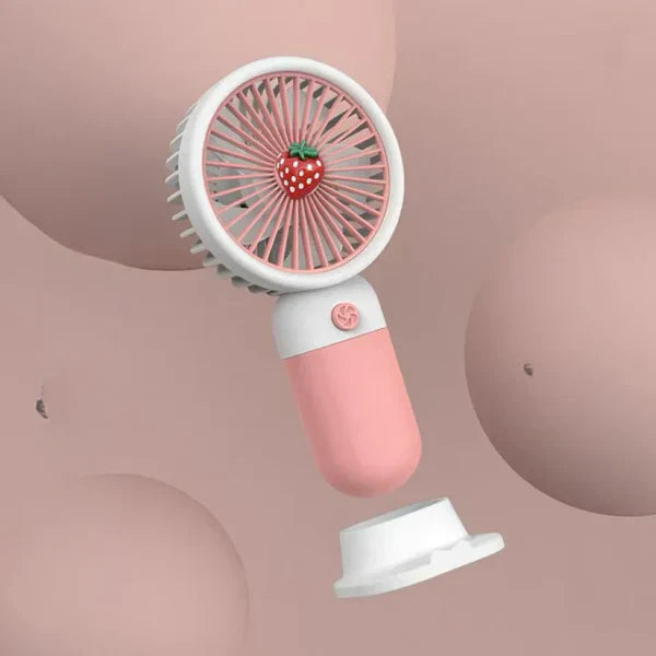 Multipurpose Mini Handheld USB Rechargeable Fan – Cute Fruit Design