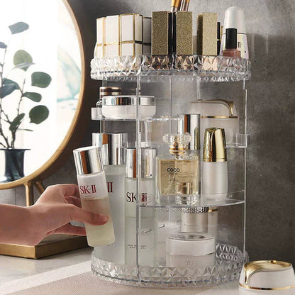 360° Rotating Makeup Organizer – Large Size | Cosmetic Storage Rack for Vanity & Dressing Table