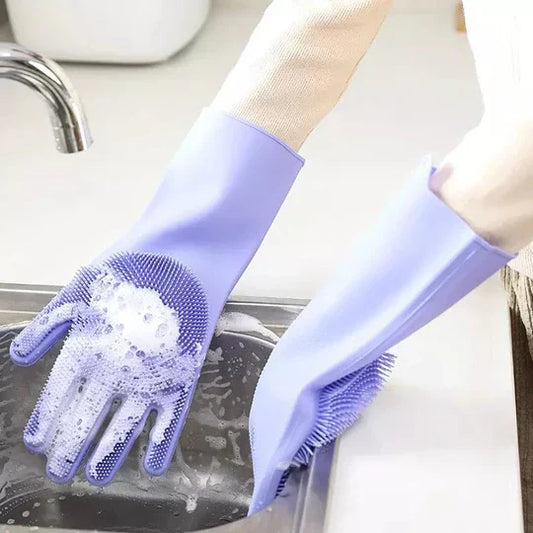 Premium Quality Silicone Washing Gloves – Hand Gloves for Dishwashing & Cleaning